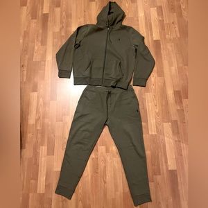 Men Polo Ralph Lauren joggers sweatsuit set olive green top XL bottom large size